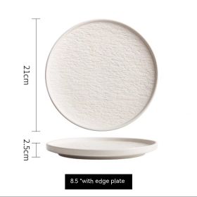 White Ceramic Steak Italian Pasta Dish Western Cuisine Plate (Option: Pure White Stone Pattern)